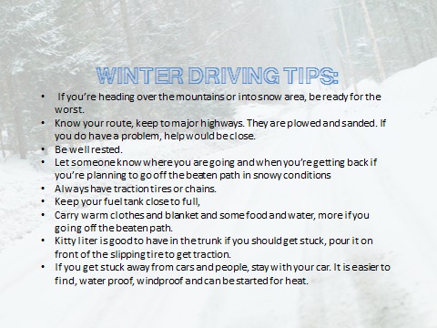 Winter Driving tips